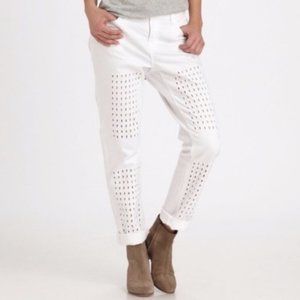 J Brand - Aidan Eyelet Cutout Boyfriend Jeans White - 26